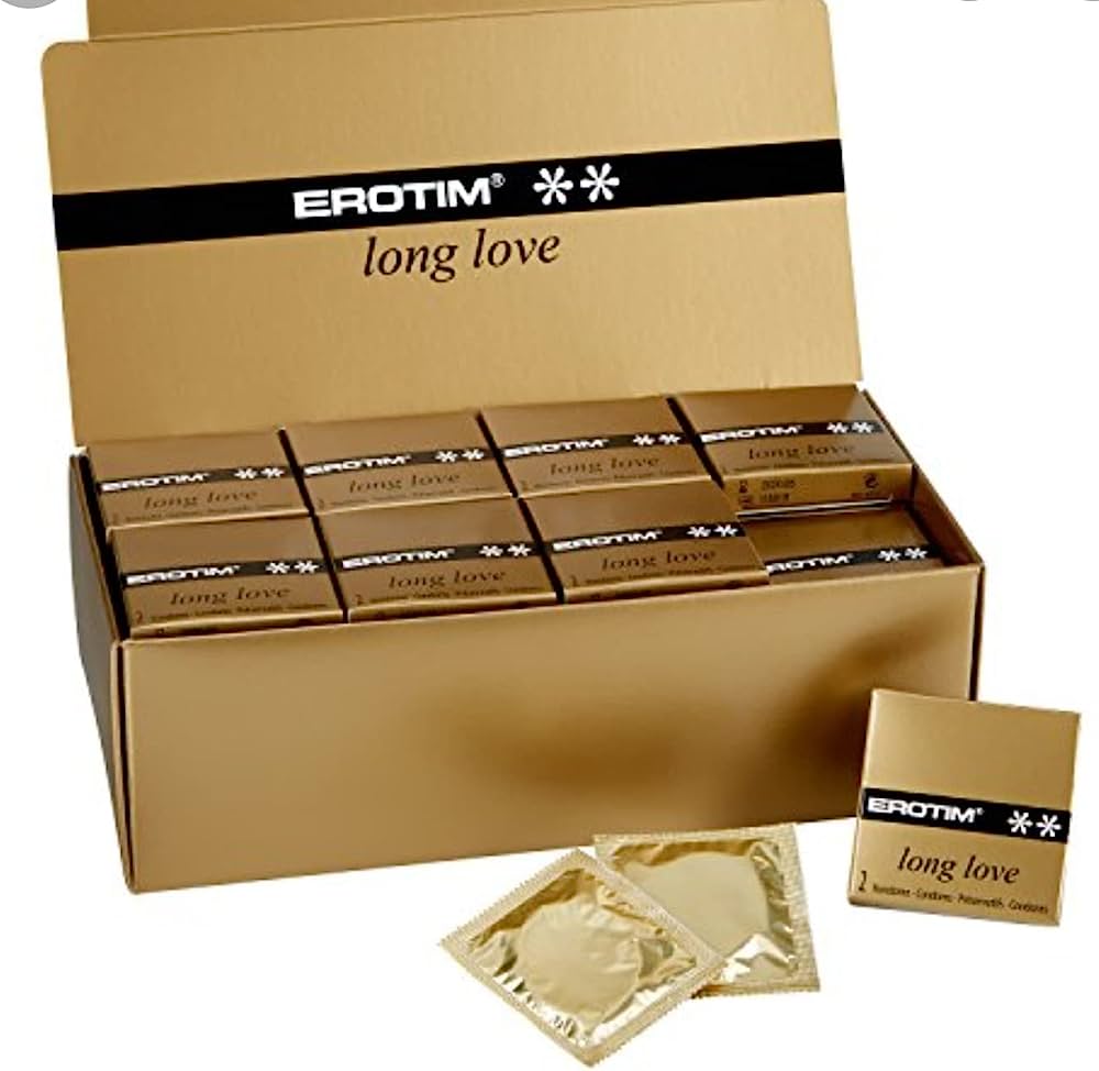 Erotim Long Love Condoms, Gold Packing, Best Climax Delay Condoms for Male, Helps Men Last Longer in Bed (Pack of 24)