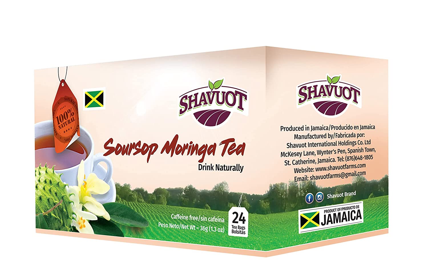 Soursop Moringa Tea (Pack of 3) Blend of Soursop & Moringa Combined, 72 Tea bags