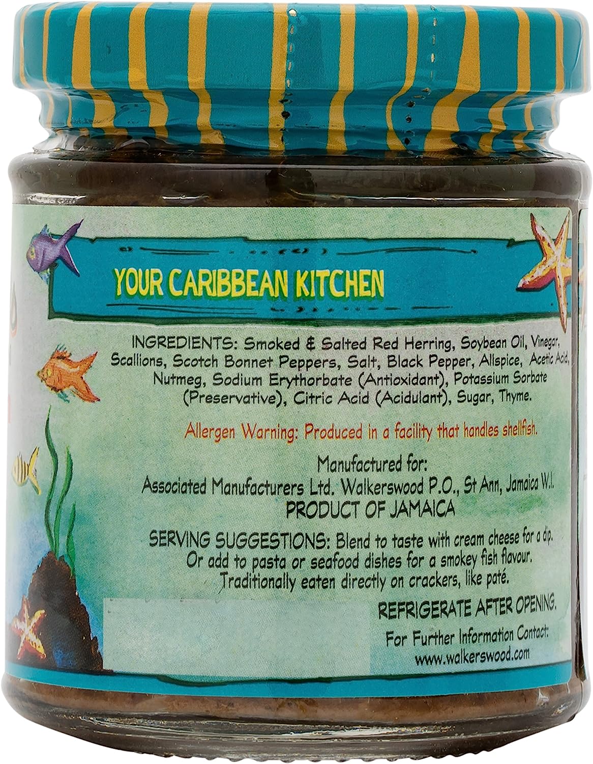 Walkerswood Solomon Gundy is a Jamaican specialty made from a blend of smoked herring, hot peppers & seasonings. Traditionally eaten on crackers as an appetizer