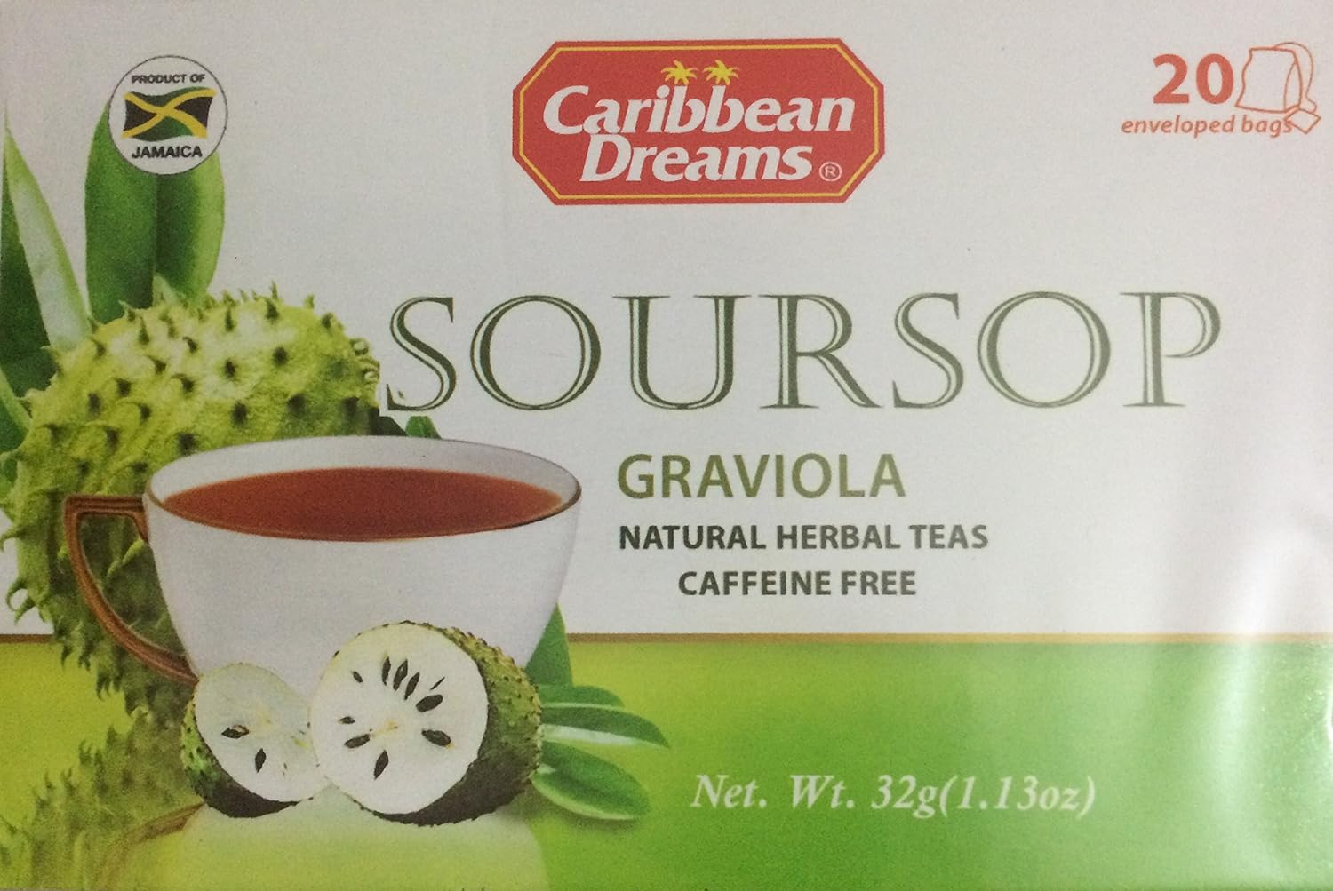 Soursop Tea (Graviola) Caribbean Dreams Tea, 20 Tea bags