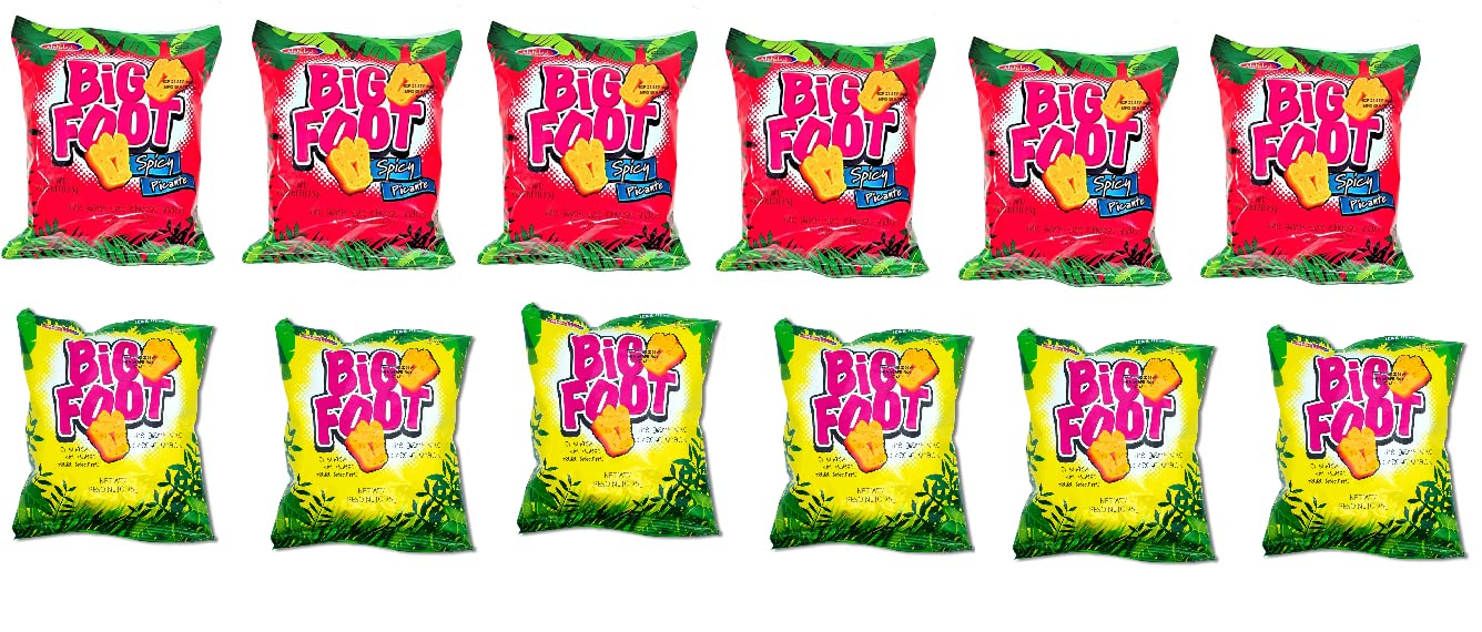 Assorted Holiday Big Foot, The Giant Cheese Snack, 10 Regular and 10 Spicy, 10.5 Oz, Pack of 20