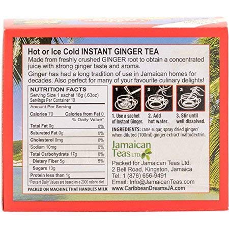 Caribbean Dreams Ginger Tea, Pre-Sweetened, 10 Sachets