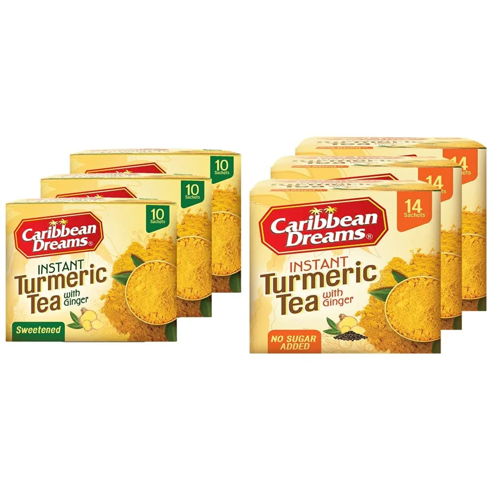 Caribbean Dreams Turmeric Tea with Ginger (3 Un-sweetened, 3 Sweetened)
