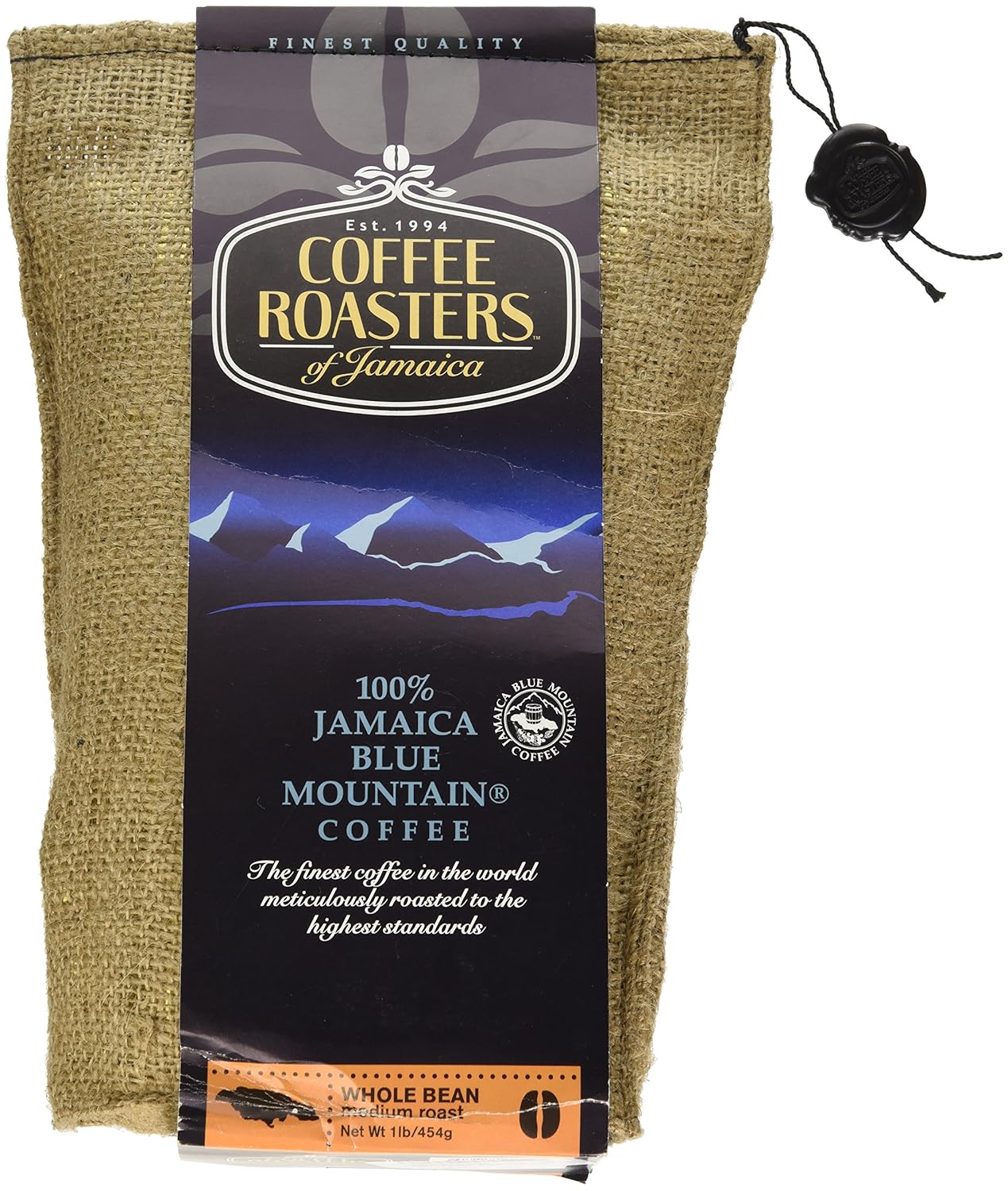 Jamaican Blue Mountain Coffee Organic Medium Roasted Whole Beans 16 oz by Coffee Roasters of Jamaica
