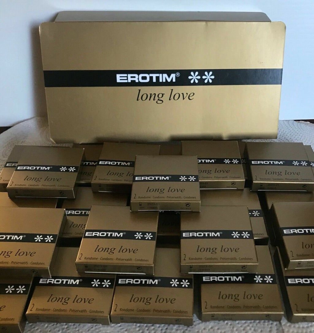 Erotim Long Love Condoms, Gold Packaging, Best Climax Delay Condoms for Male, Helps Men Last Longer in Bed (Pack of 24)