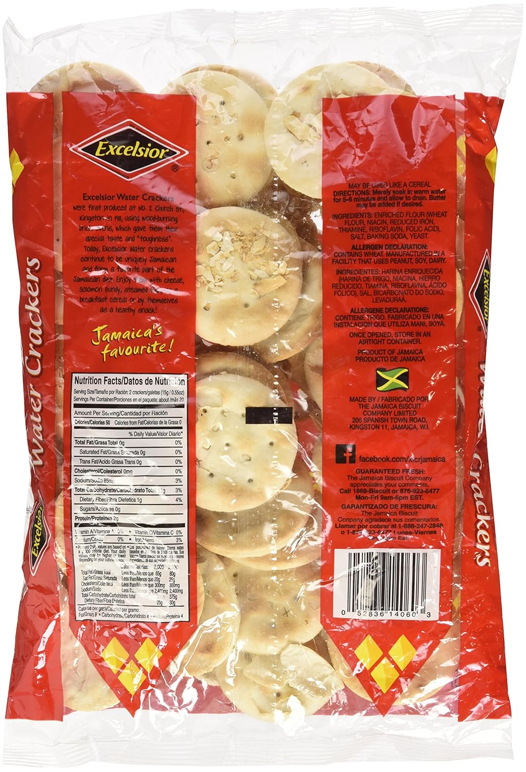 Packaged crackers with Excelsior branding on a white background