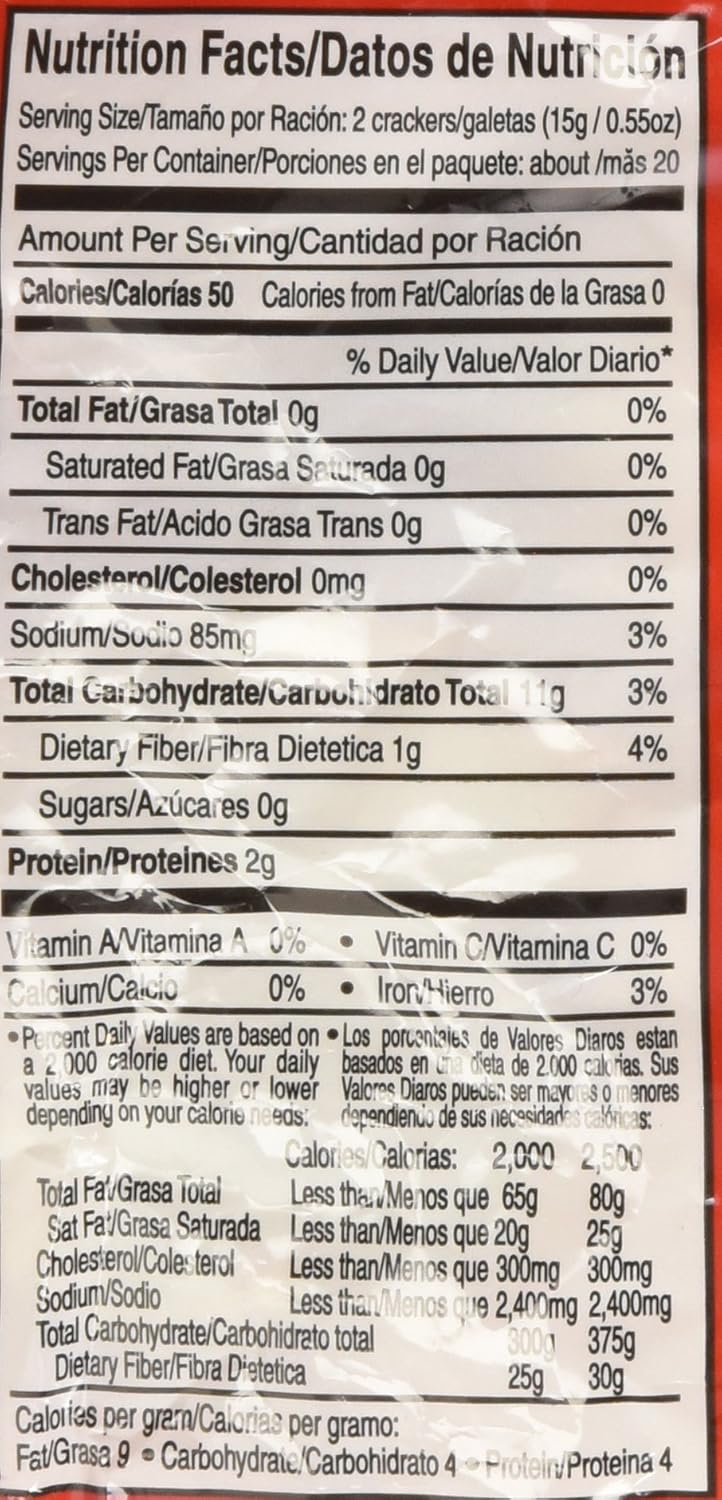 Excelsior Water Crackers nutrition fact