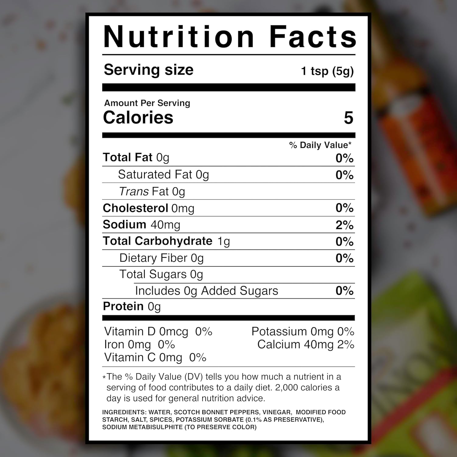 Grace Scotch Bonnet Pepper Sauce 5 oz. nutrition facts (Pack of 3)