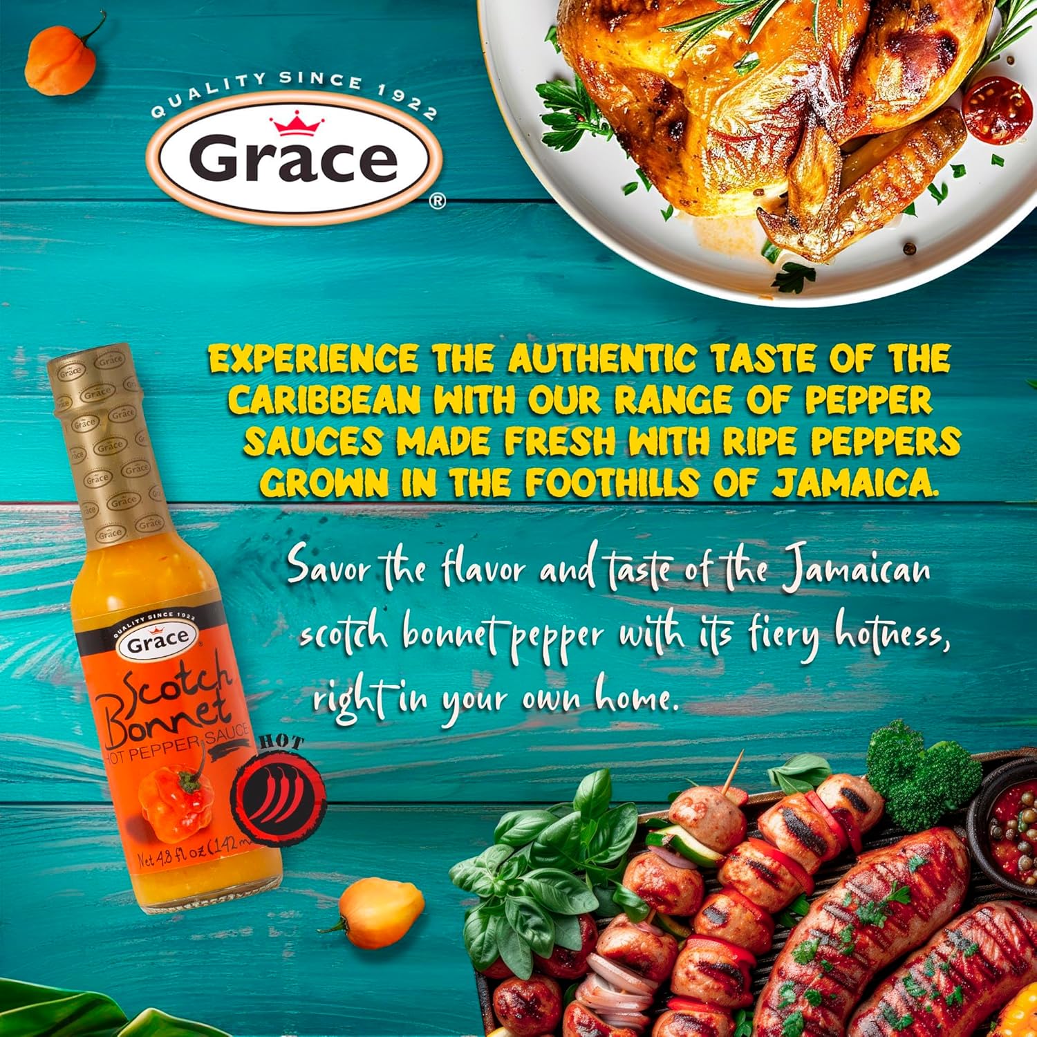 Grace Scotch Bonnet Pepper Sauce 4.08 oz (Pack of 6)