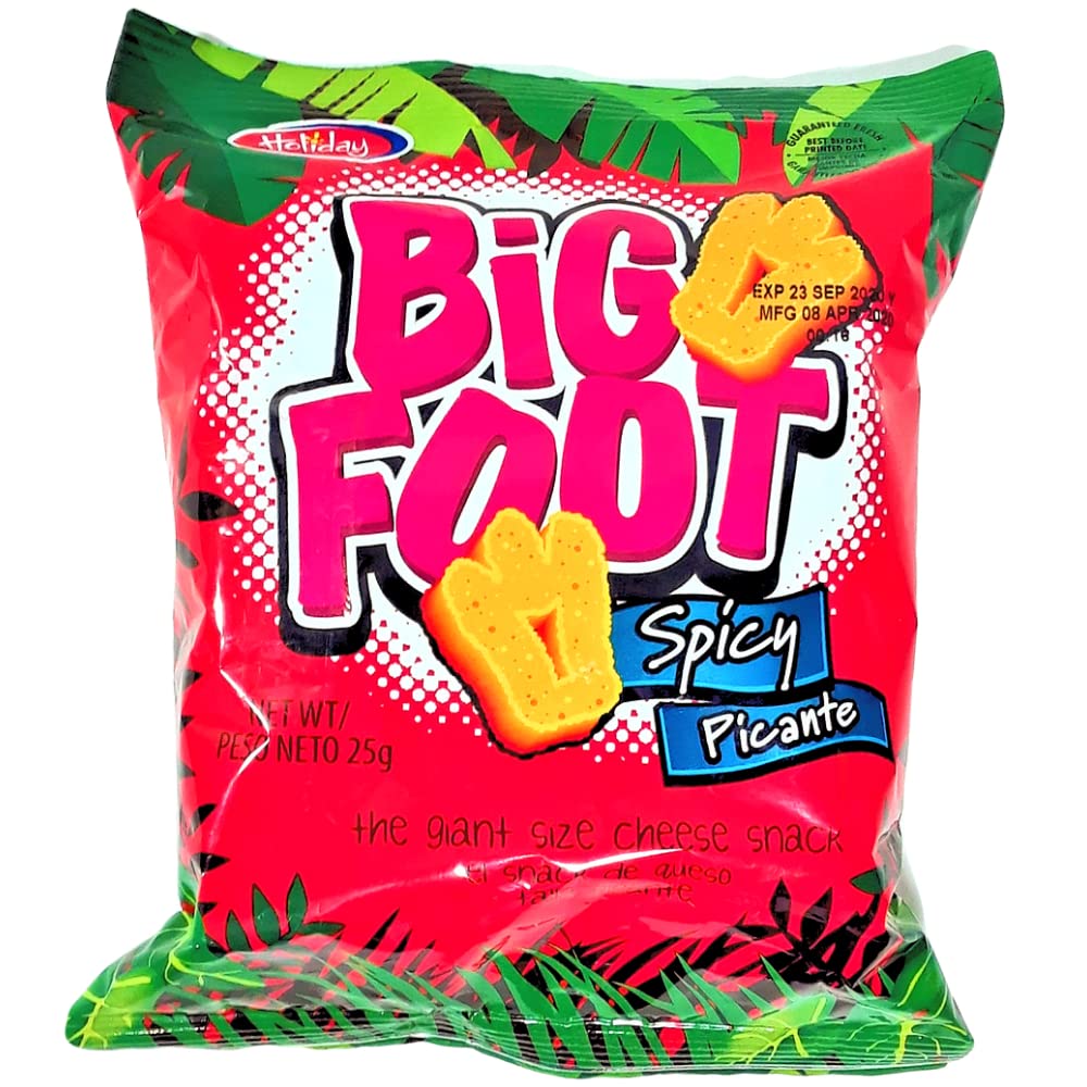 Holiday Big Foot, The Giant Cheese Snack, Spicy, 25g. (Pack of 20)