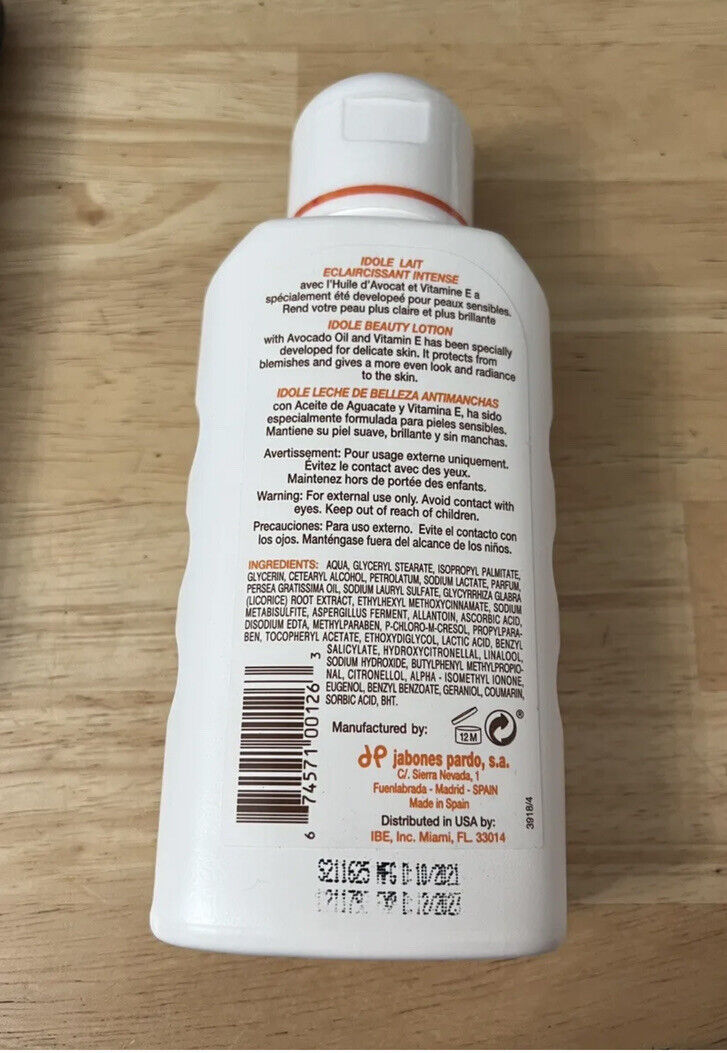 Idole Lotion Intense with Avocado 8.5oz Helps Protects from Blemishes