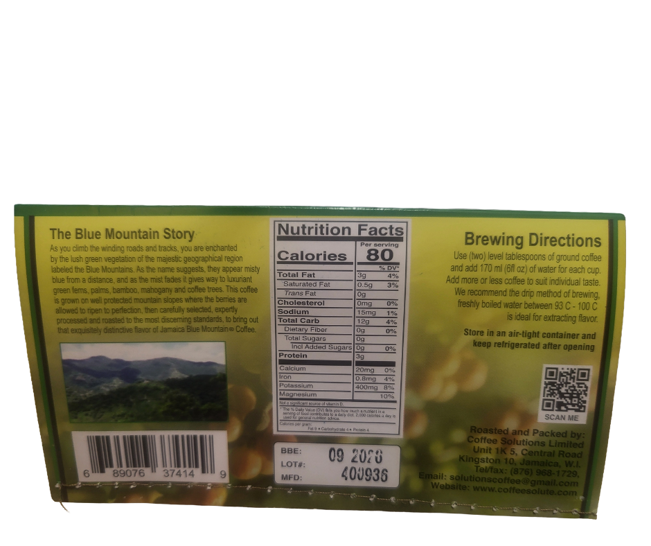 Jamaican Blue Mountain Coffee Beans, Medium Roasted Organic Whole Beans by Ridgelyne Coffee 4 oz