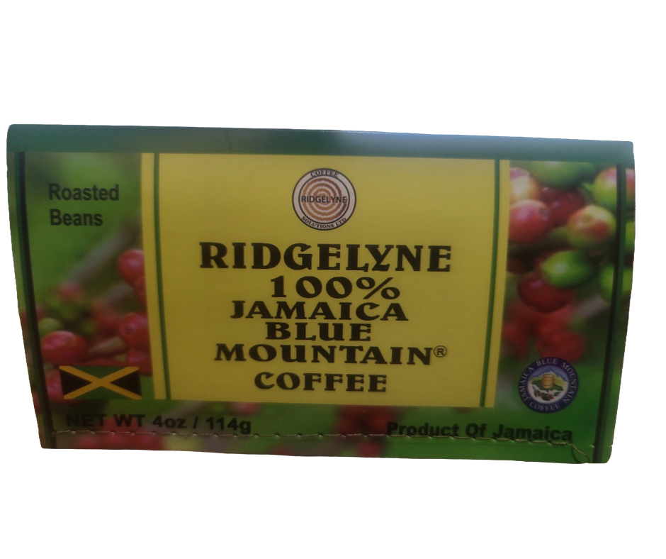 Jamaican Blue Mountain Coffee Beans, Medium Roasted Organic Whole Beans by Ridgelyne Coffee 4 oz