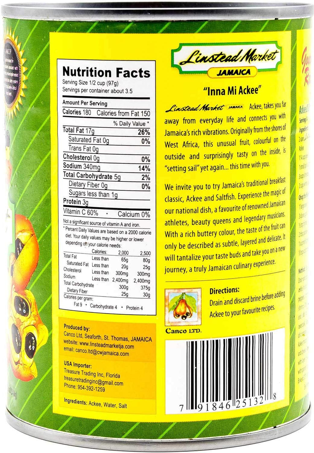 Ackees in Salt Water by Linstead Market Jamaica 540g (Pack of 2)