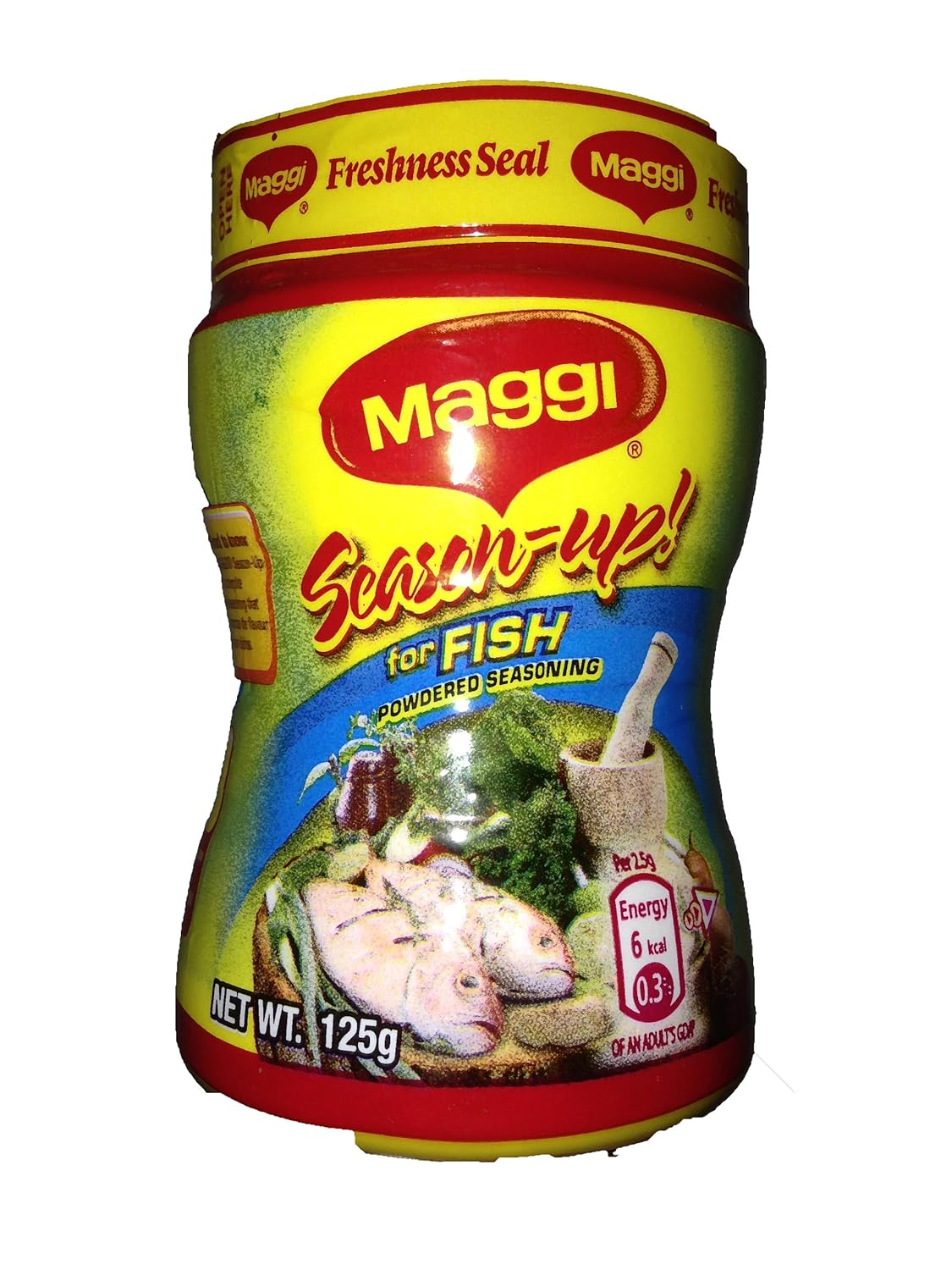 Maggi Fish Seasoning perfect for use with your regular fresh seasoning during the pre-seasoning stage of your Escovitch fish and salmon preparation. 