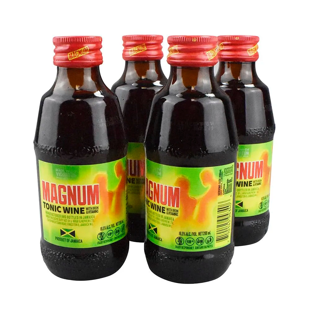 Magnum Tonic Wine with Iron & Vitamins from Jamaica (Pack of 4 bottles at 200ml each)