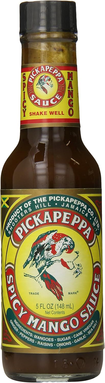 Pickapeppa Sauce Spicy Mango 5 oz | This Pickapeppa sauce a distinct freshness and lemony flavor.