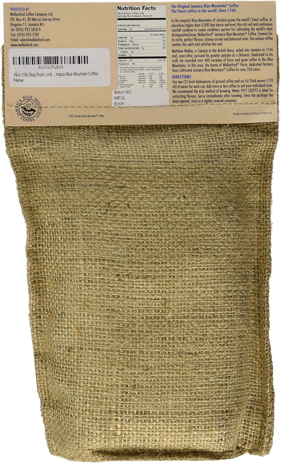 Jamaica Blue Mountain Coffee Roasted & Ground 16oz by Wallenford Estate