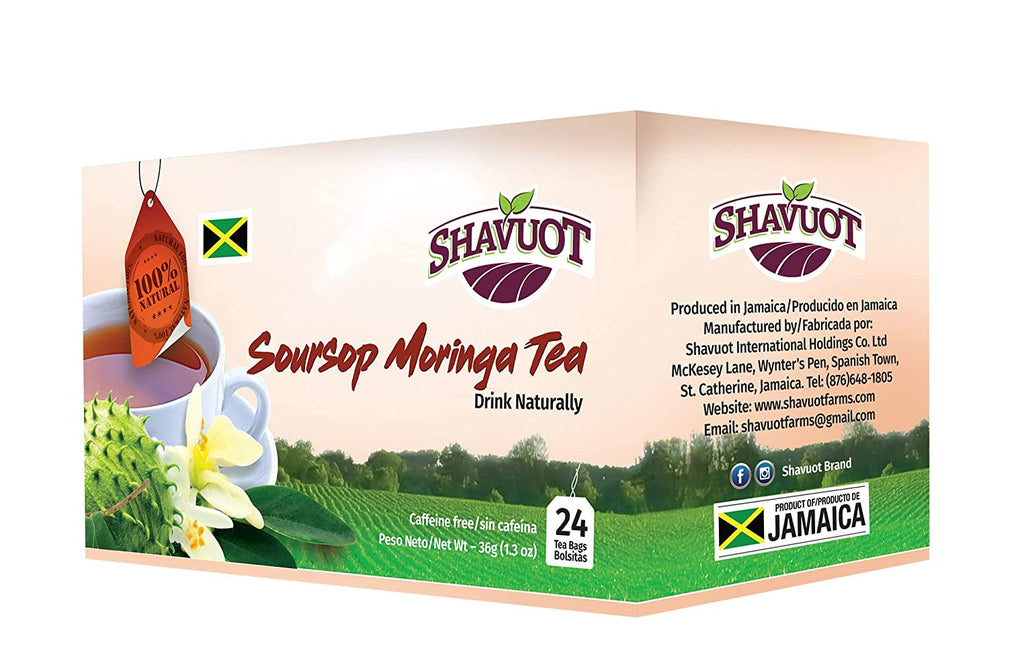 Soursop Moringa Tea (Pack of 3) Blend of Soursop & Moringa Combined, 72 Tea bags