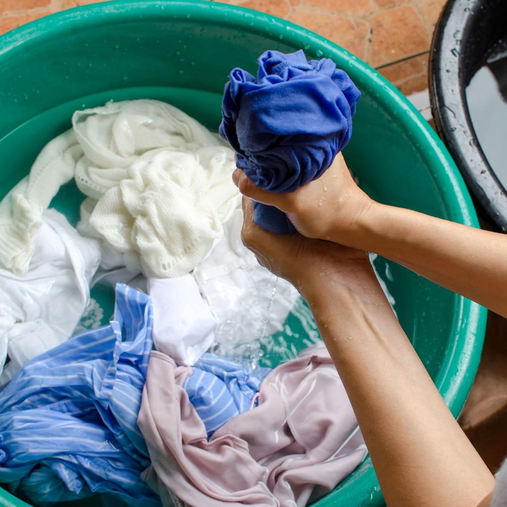 Directions: Wrap Blue in cloth. Stir while squeezing the blue in the last rinsing water. Dip articles into the solution separately for a short time and keep them moving.