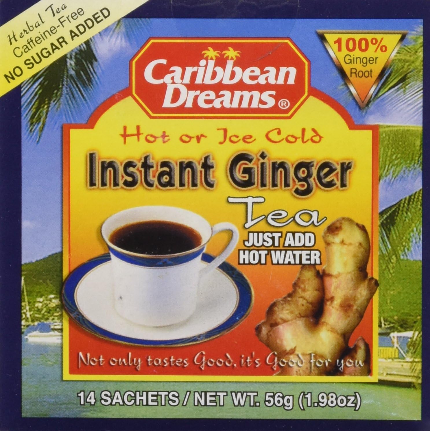 Caribbean Dreams Ginger Tea Un-Sweetened, 14 Sachets