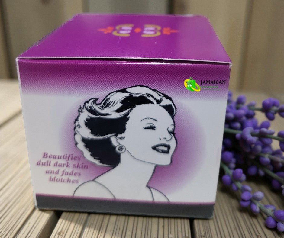 Deluxe Silken Bleaching Cream box showing illustration of woman with glowing skin — beautifies dull dark skin and fades blotches for a smooth, radiant look. Popular with Canadian beauty shoppers.