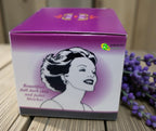 Deluxe Silken Bleaching Cream box showing illustration of woman with glowing skin — beautifies dull dark skin and fades blotches for a smooth, radiant look. Popular with Canadian beauty shoppers.