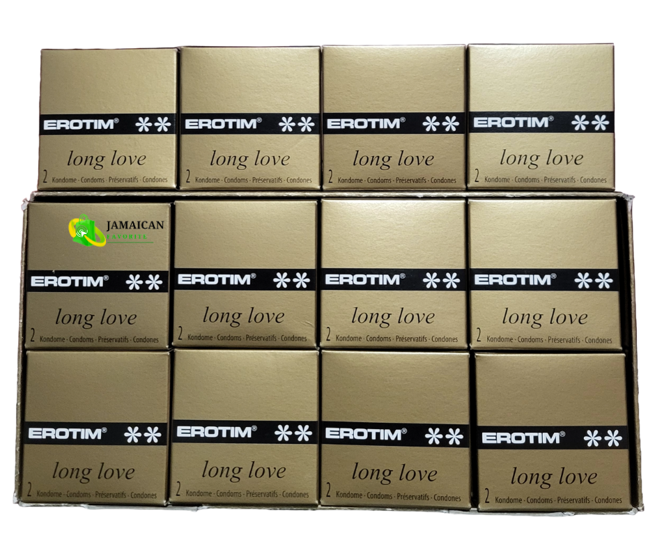 Erotim Long Love Delay Condoms 12 packs of 2’s designed to help men please their partner for longer, extend pleasure, and build confidence — available online in Canada.