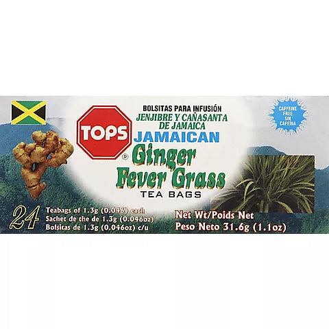 Ginger Fever Grass Tea by Tops Jamaican 24 Tea Bags