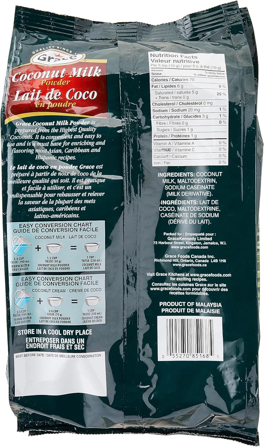 Grace Coconut Milk Powder 1kg in a 2.2lbs bag.