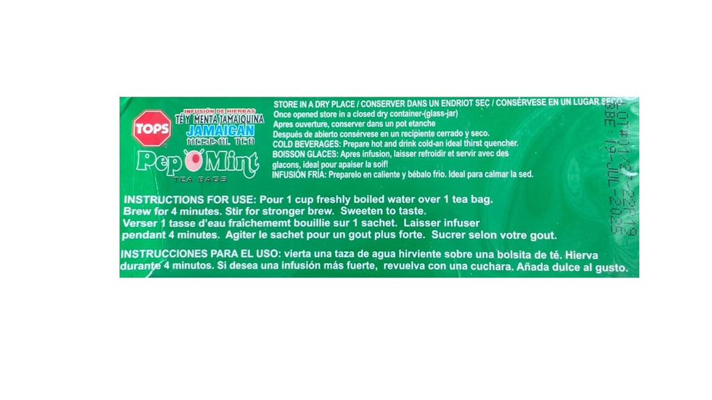 Jamaican Pepomint Herbal Tea, 24 Tea bags, All Natural (Pack of 3)