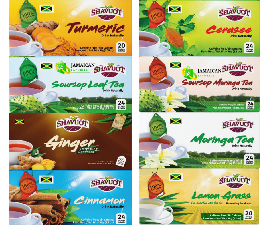 Shavuot Jamaican Herbal Teas Collection — Soursop, Moringa, Soursop Moringa, Turmeric, Cerasee, Cinnamon, Ginger, Lemon Grass, and Peppermint — bundle discount and fast delivery in Canada