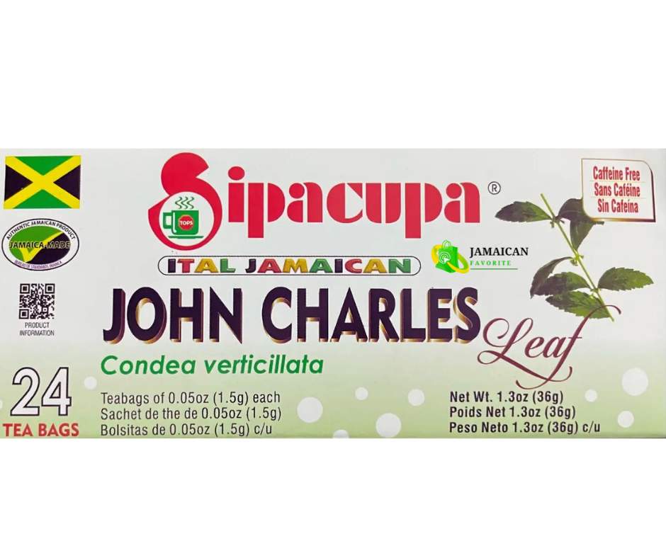 Sipacupa Ital Jamaican John Charles Leaf Herbal Tea – 24 Tea Bags – Caffeine-Free Natural Detox and Wellness Support – Authentic Jamaican Herbal Tea – Buy Online in Canada
