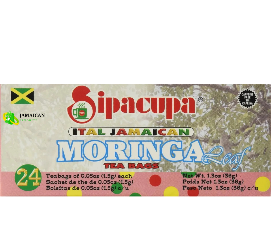Sipacupa Ital Jamaican Moringa Leaf Herbal Tea – 24 Tea Bags – Caffeine-Free Natural Energy and Nutrition Boost – Authentic Jamaican Herbal Tea – Buy Online in Canada
