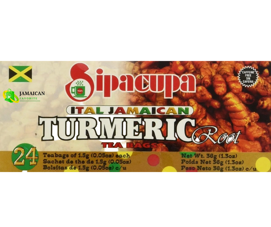 Sipacupa Ital Jamaican Turmeric Root Herbal Tea – 24 Tea Bags – Natural Anti-Inflammatory and Detox Tea – Authentic Jamaican Herbal Blend – Caffeine-Free – Buy Online in Canada