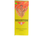 Vigorton 2 Iron & Vitamin Tonic 500mL — fortified with B₂, B₆, B₁₂, niacinamide, caffeine, and alcohol for strength, vitality, and energy. Jamaican tonic available in Canada.