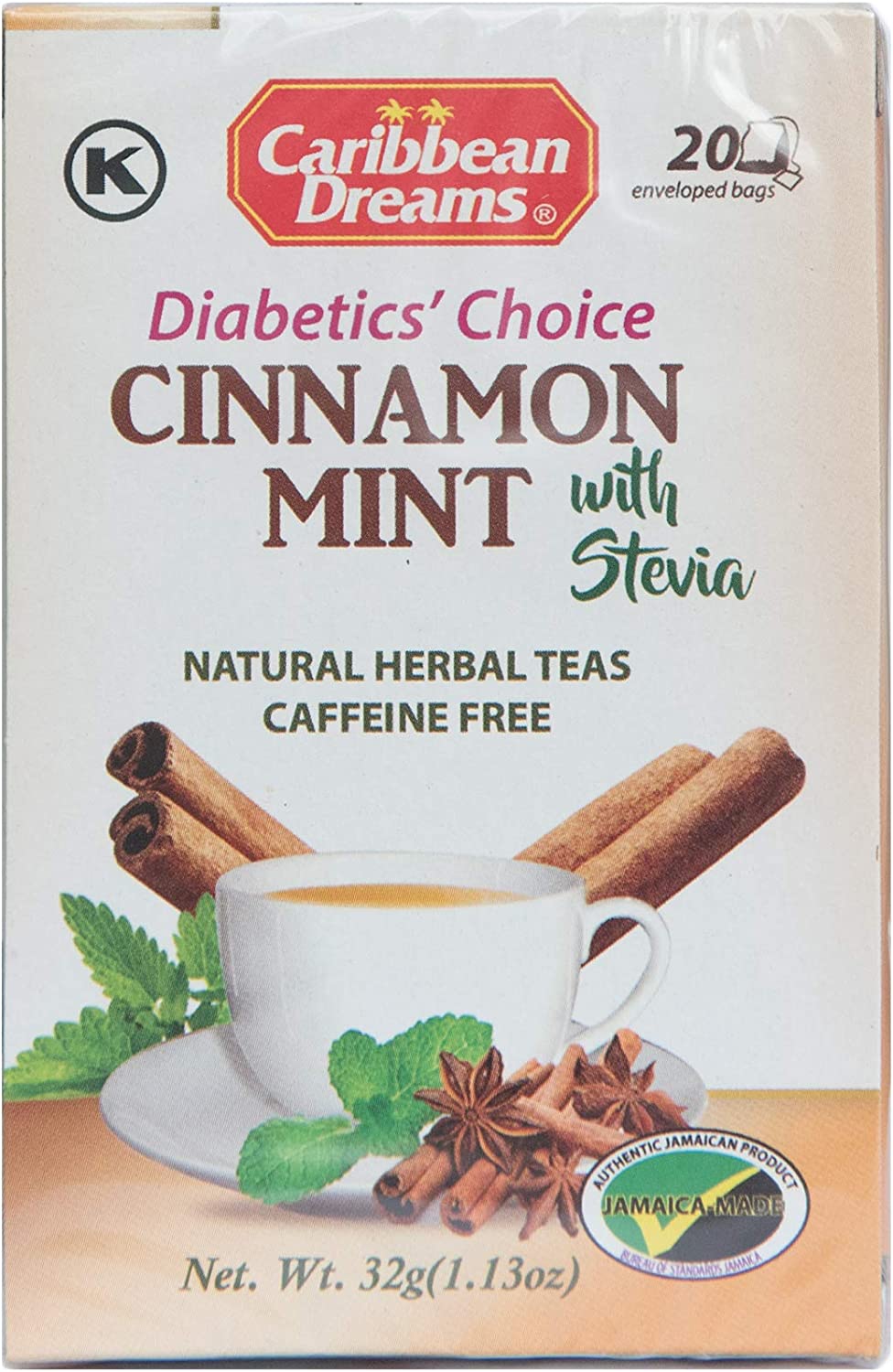 Caribbean Dreams Diabetics’ Choice Cinnamon Mint With Stevia Tea (Pack of 3)