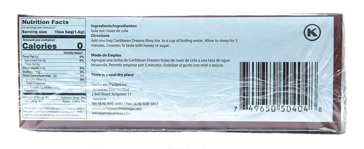 Caribbean Dreams Bissy (Kola Nut) Herbal Tea All Natural (Pack of 3)